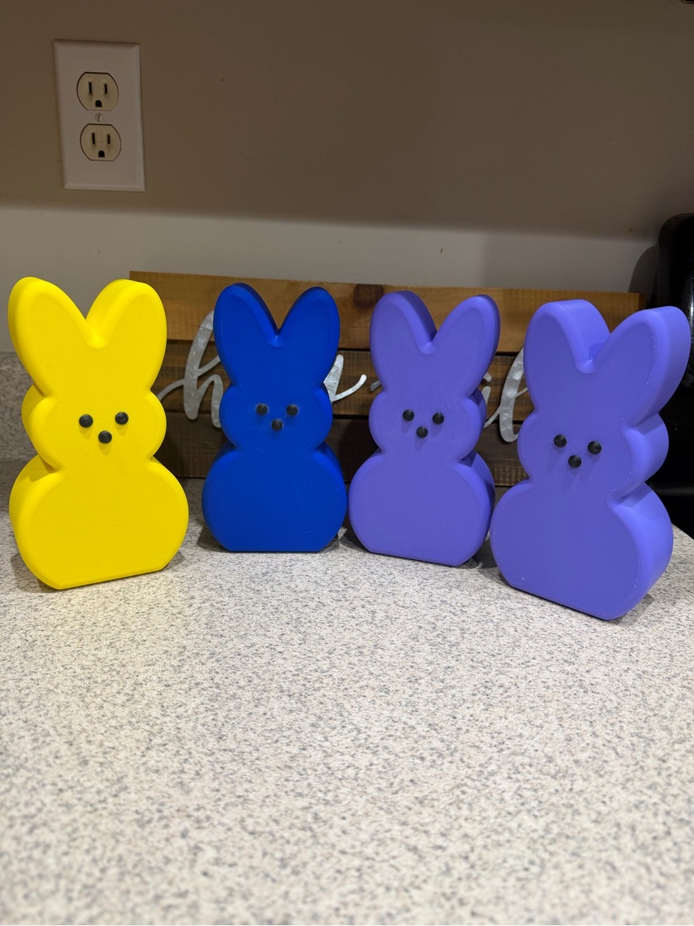 Colorful Bunny Peeps Decor - Yellow, Blue, Lavender